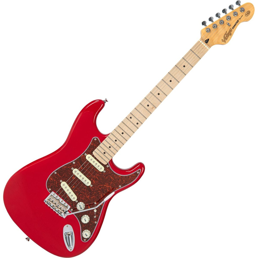 Vintage V60 Maple Coaster Series Electric Guitar - Gloss Red