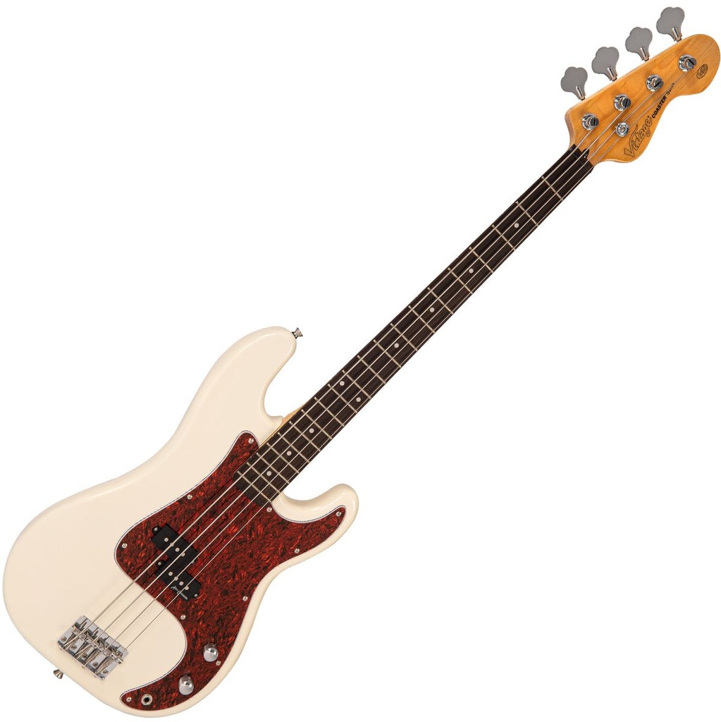 Vintage V40 Coaster Series Bass Guitar - Vintage White