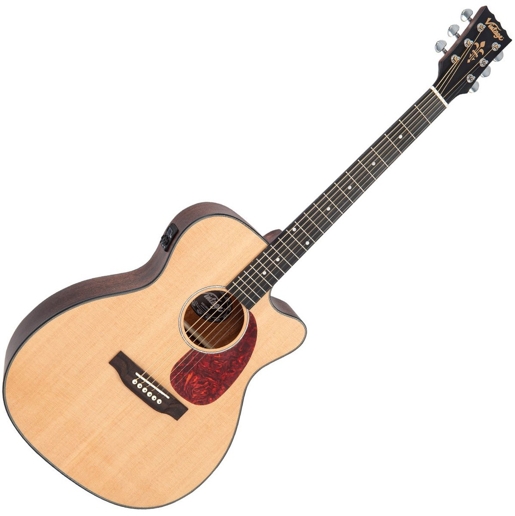 Vintage Stage Series Folk Cutaway Electro Guitar - Natural