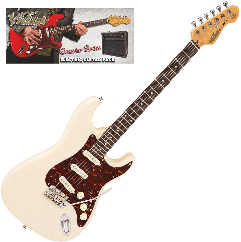 Vintage V60 Coaster Electric Guitar Pack - Vintage White