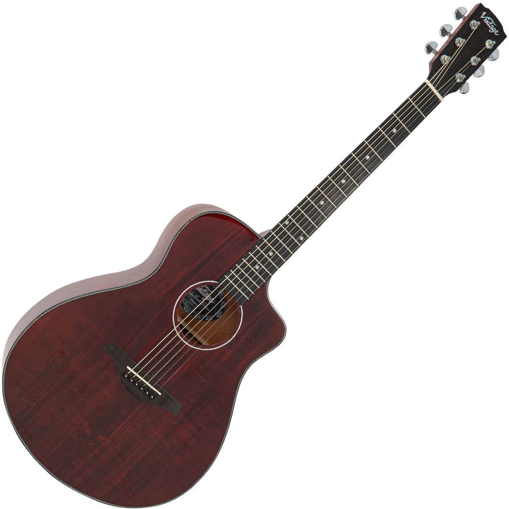 Vintage Pacific Coast Series Acoustic Guitar - Claret Red