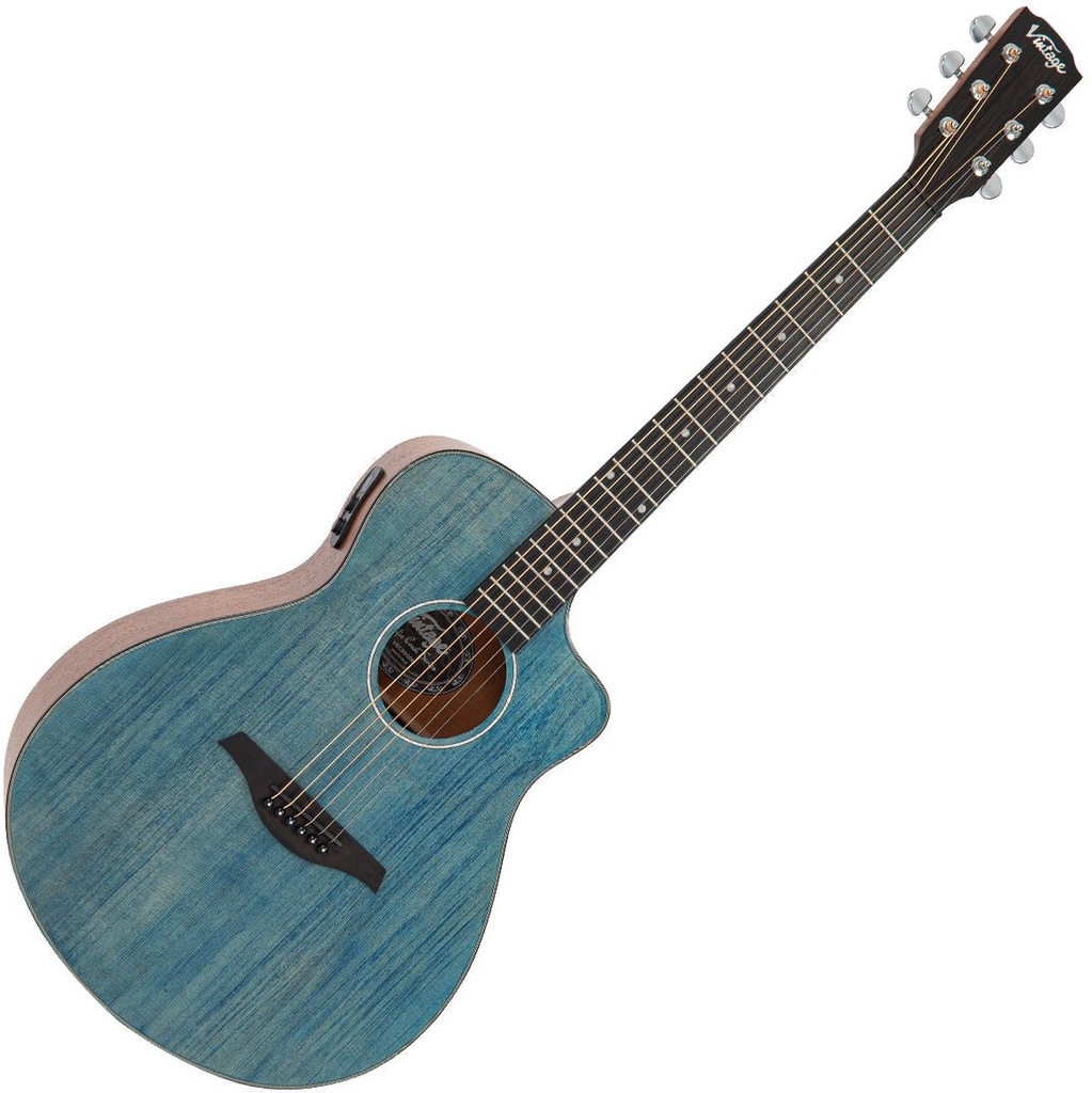 Vintage Pacific Coast Series Electro Acoustic Guitar - Denim Blue