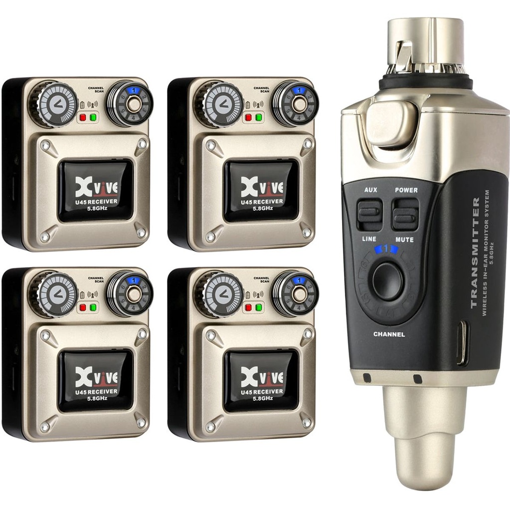 Xvive U45R4 - 5.8 GHz Wireless In Ear Monitor System w/ Four Receivers