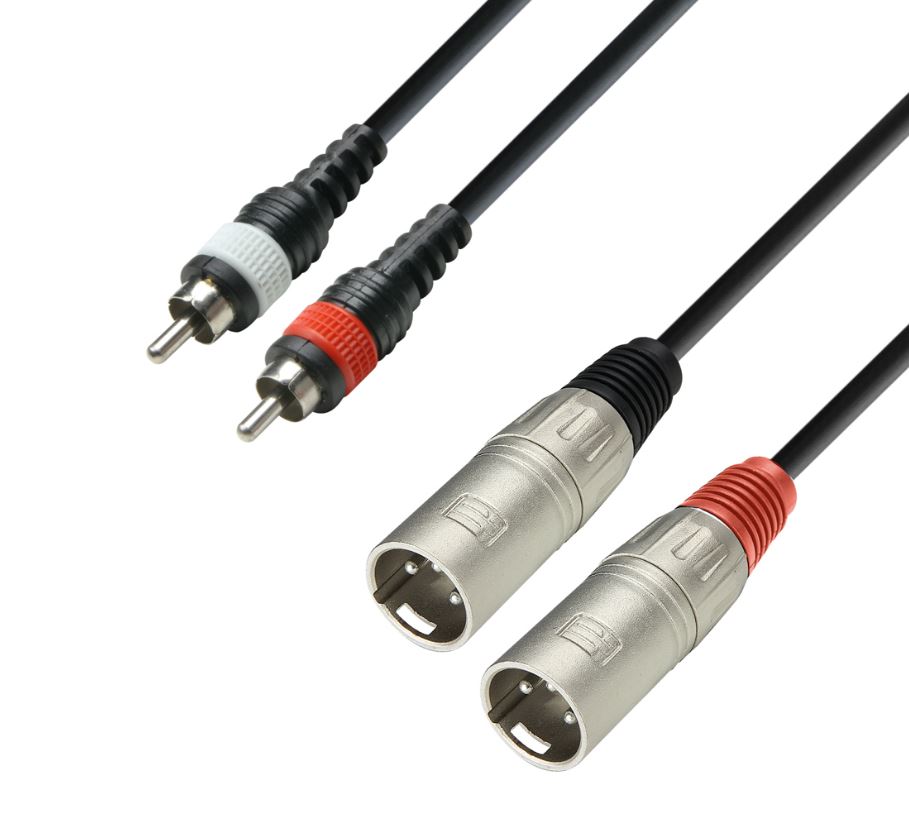 Adam Hall K3TMC0100 Twin Cable2 XLR Male - 2 RCA 1m