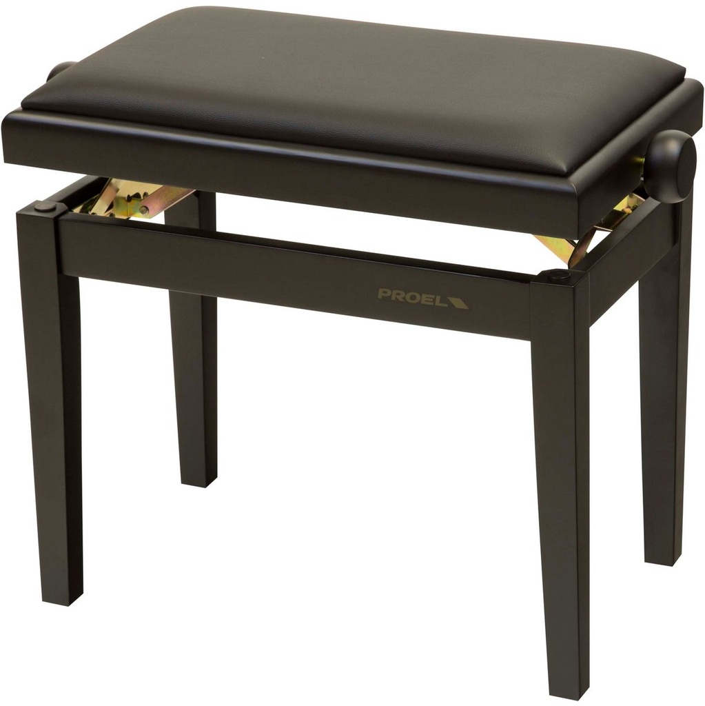 Proel Stage Piano Bench Matt Black Frame Padded Seat w/ Bk Imitation Leather