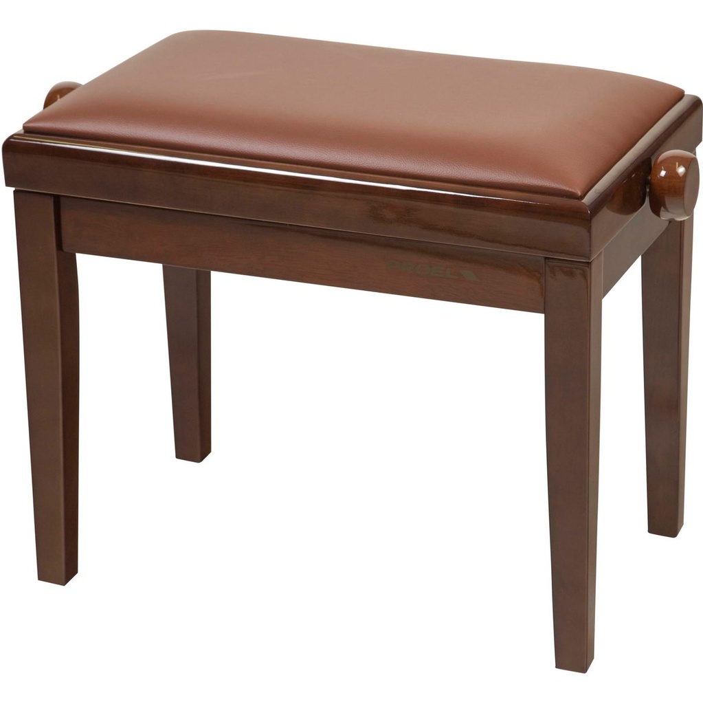 Proel Stage Piano Bench Bright Walnut Frame Padded Seat w/ Br Imitation Leather