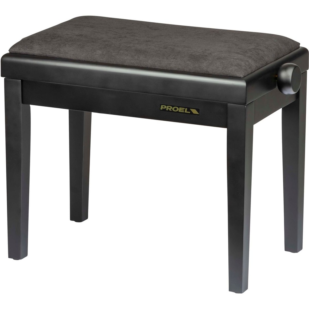Proel Stage Piano Bench Matt Black Frame Padded Seat w/ Bk Velvet Cover