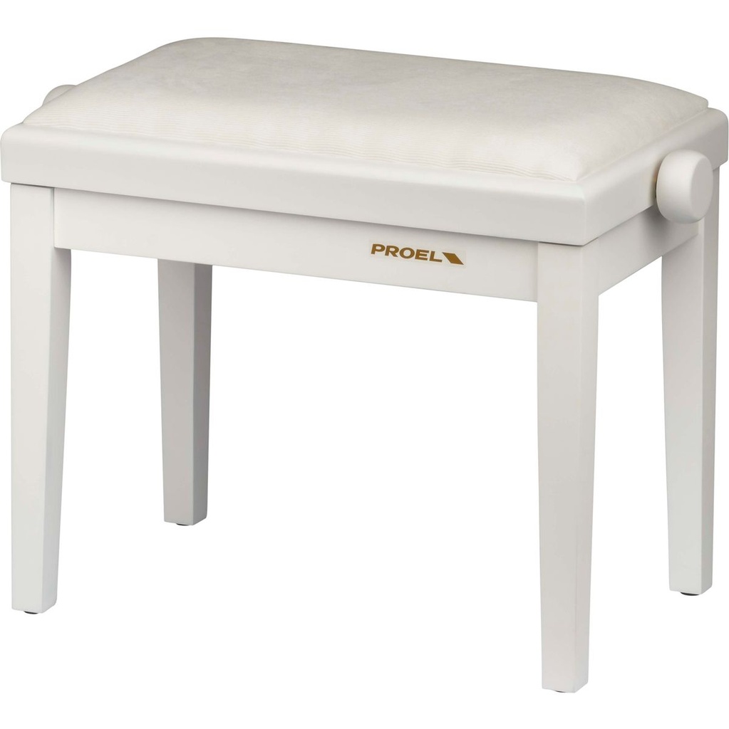 Proel Stage Piano Bench Matt White Frame Padded Seat w/ Wh Velvet Cover