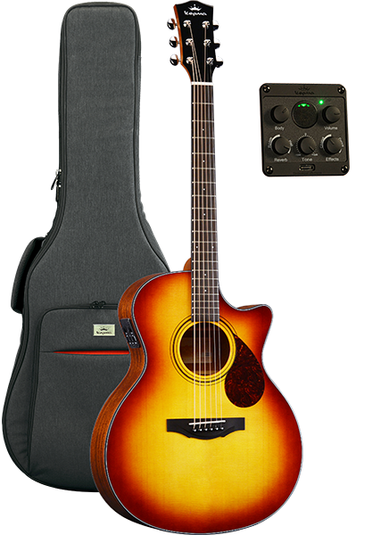 Kepma F0E Grand Auditorium Cherry Burst Solid Top Series