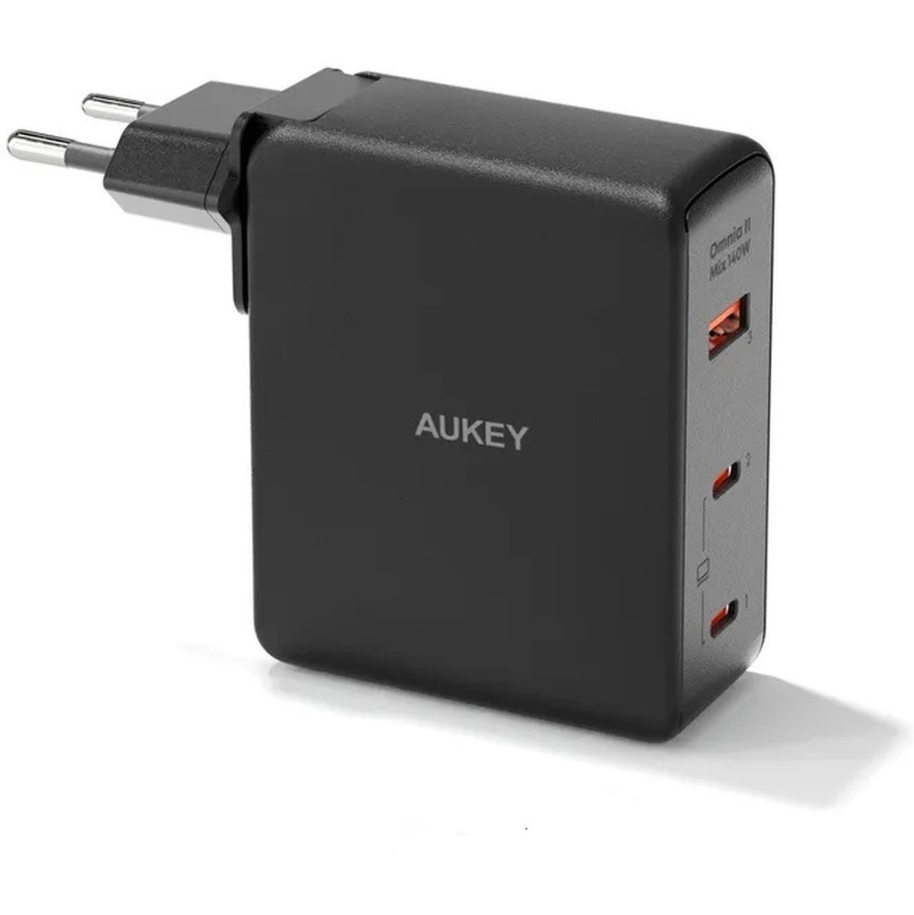 Aukey PA-B7O Omnia II Mix 140W PD 3.1 3 Port Gan TravelCharger w/ EU Us UK Plugs