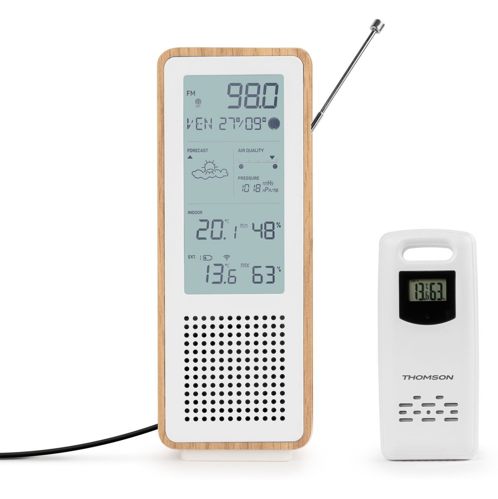 Thomson Weather Station w/ FM + Bluetooth - White