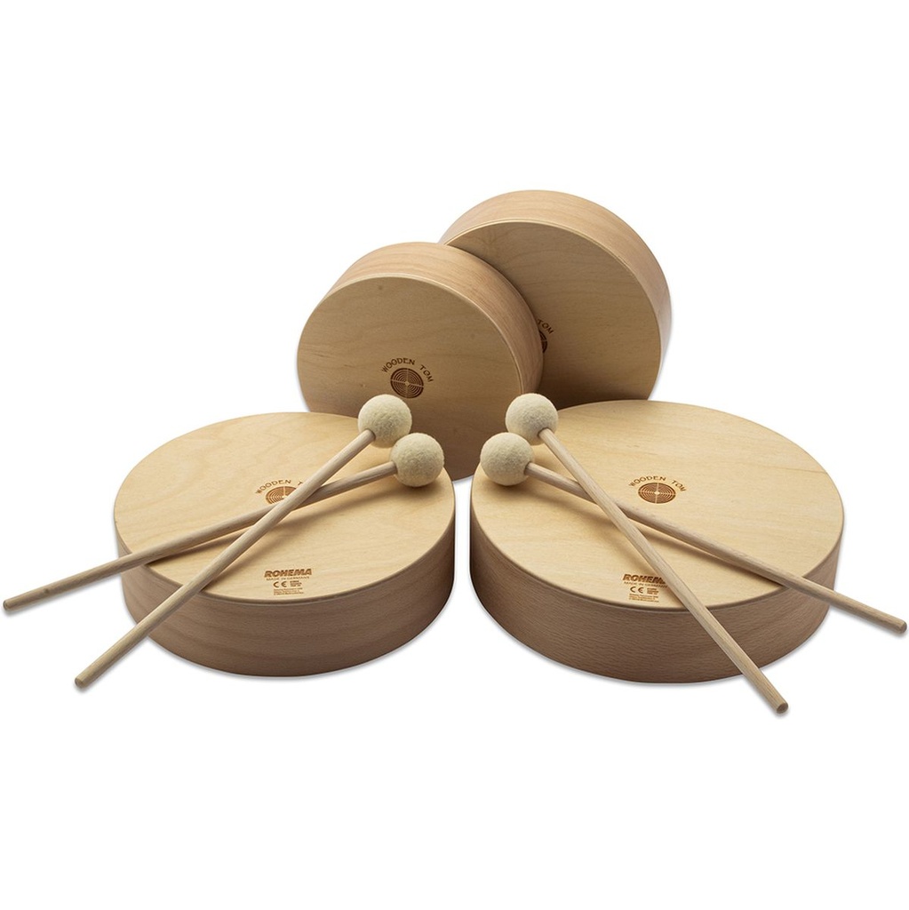 Rohema Wooden Tom Set 4 Toms 16 / 18 / 20 / 22cm w/ 4 Beaters PM458