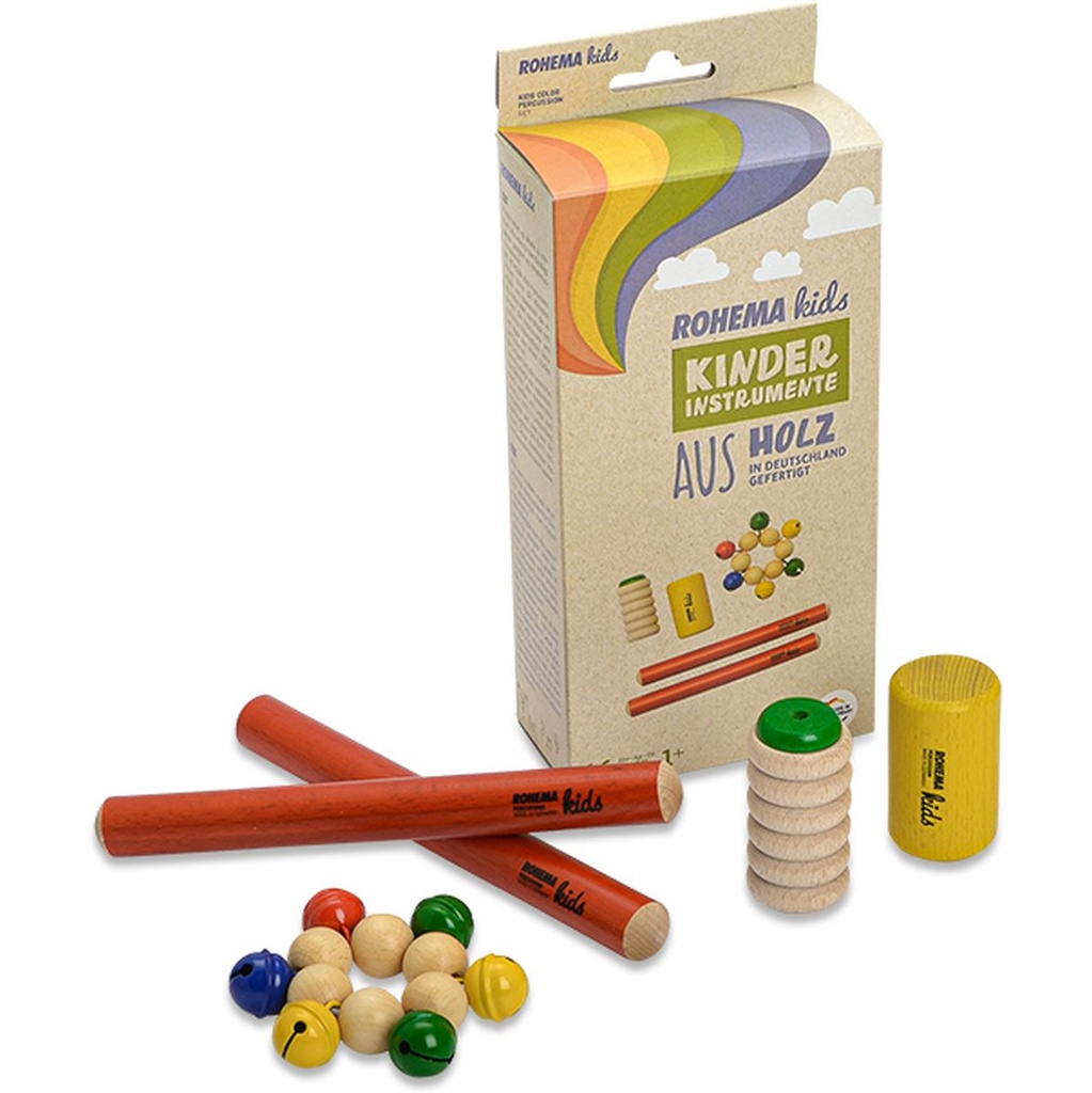 Rohema Kids Colour Percussion Set Colour Shaker Scrapy Colour Claves Wristbells