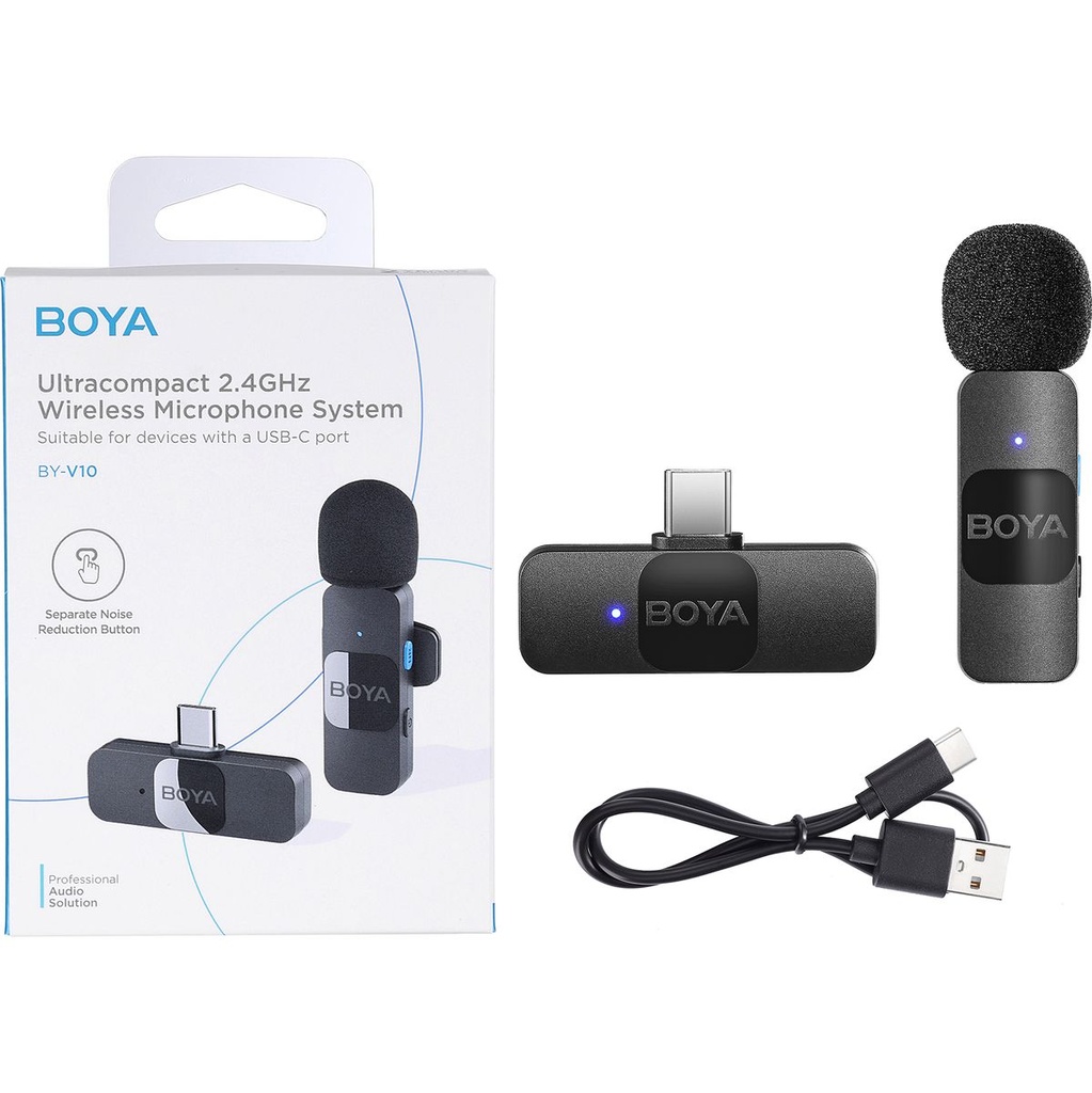 Boya BY-V10 V2.0 Wireless Microphone For USB-C 1X Transmitter + 1X Receiver