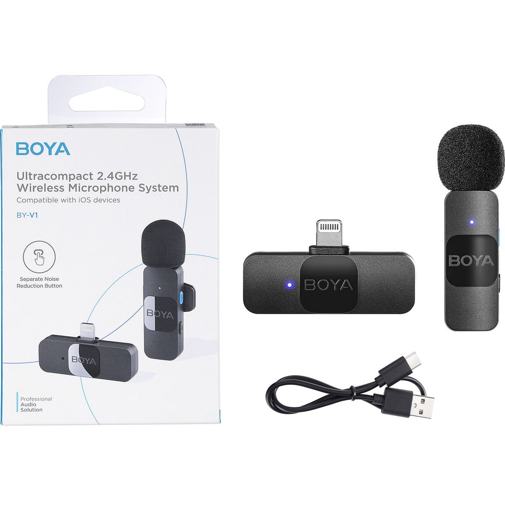 Boya BY-V1 V2.0 Wireless Microphone For Lightning 1X Transmitter + 1X Receiver