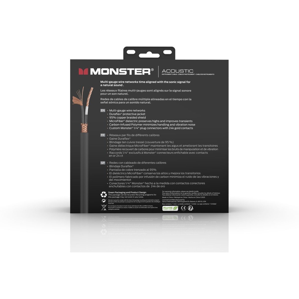 Monster Cable 21 feet Right Angle To Straight - Monster Acoustic
