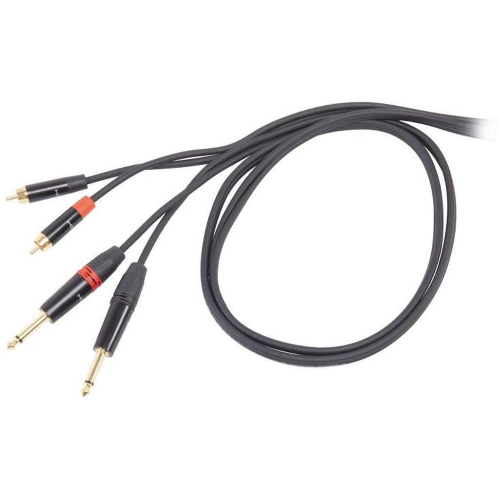 DH Die Hard ONEHERO Stereo Cable 2x Ø 6.3 mm Mono Jack 2x RCA Plug 1.8 Meter