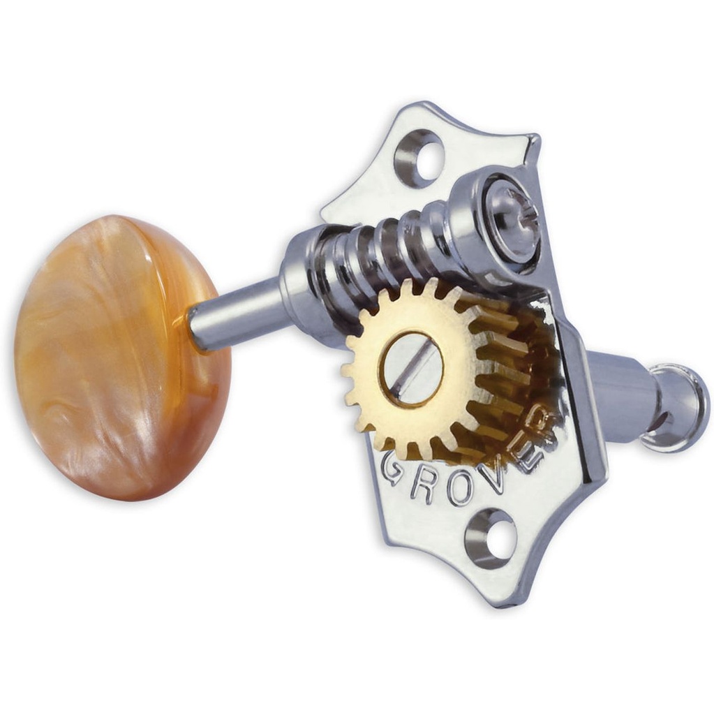 Grover Statite Vertical Set 6 Acrylic Amber Buttons Chrome