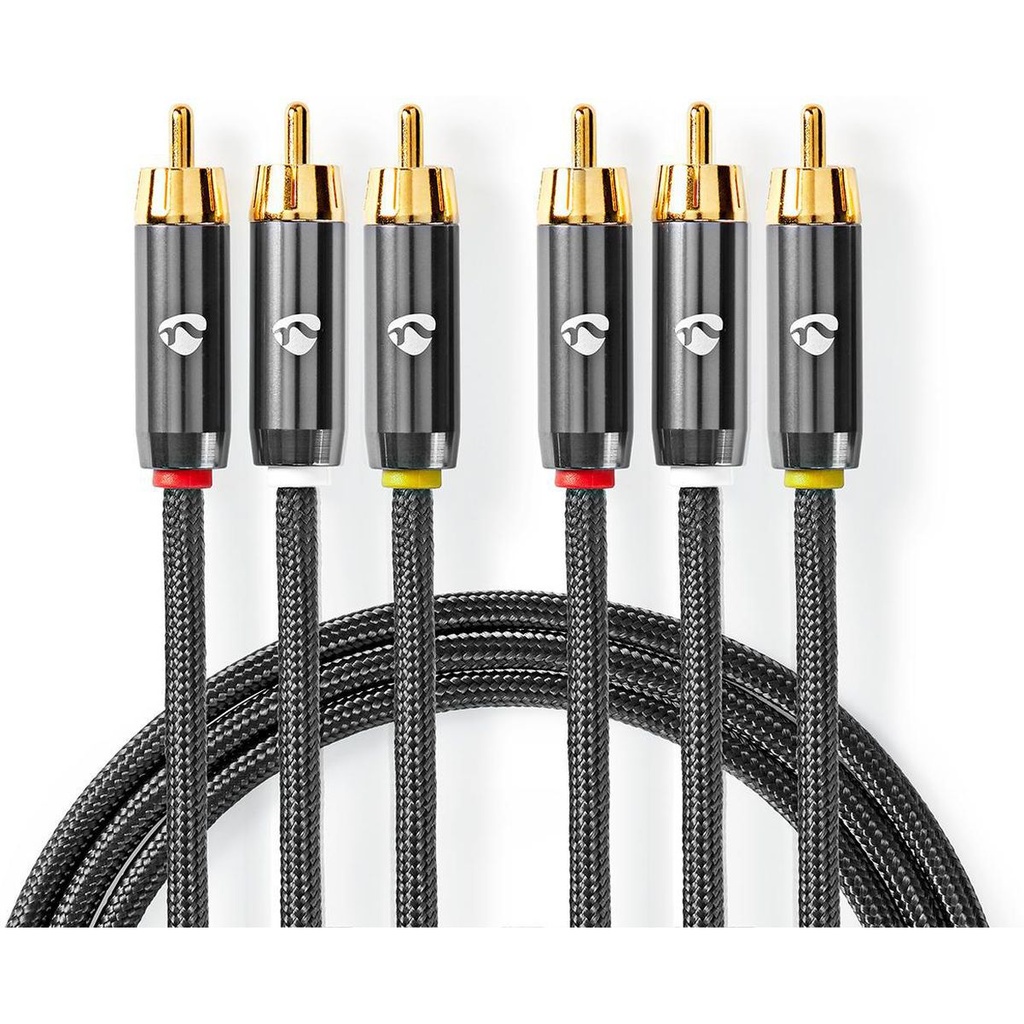 Nedis Composiet Video Cable | 3X RCA Male - 3X RCA Male | Gun