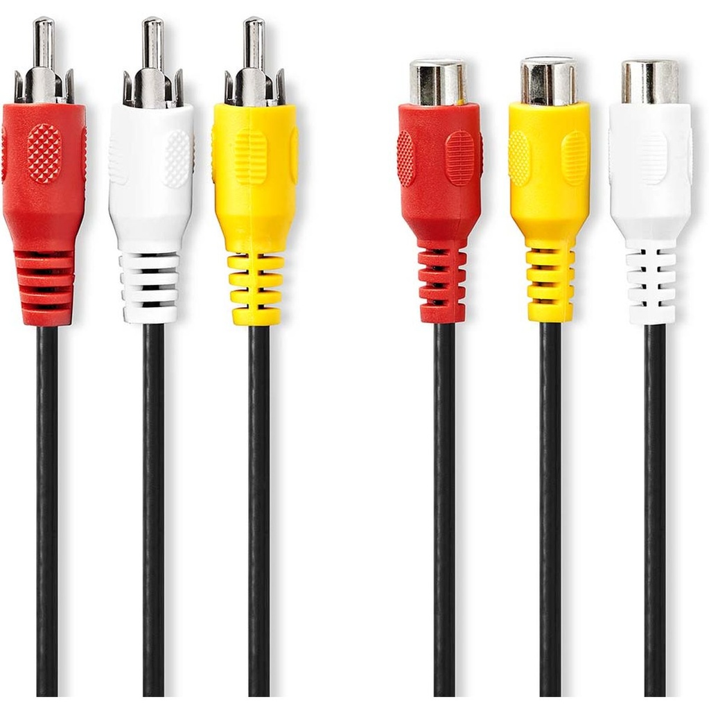 Nedis Composite Video Cable 3X RCA Male 3X RCA Female Nickel Plated 480p 2m