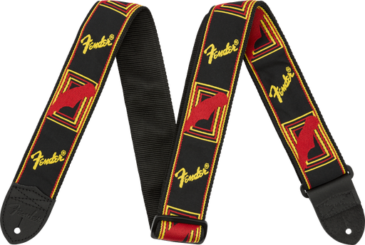 [0990681500] Fender Monogrammed Strap Black/Yellow/Red