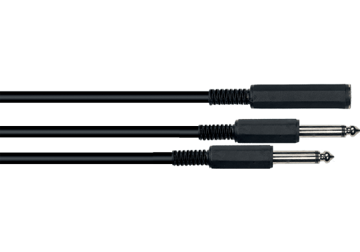 [3700166301214] Yellow Cable 2x 6.3MM M. J. - 6.3mm FM. M. J. 5cm