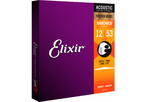 [733132160525] Elixir 16052 Nanoweb Phosphor Bronze 12-53