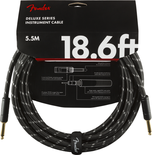 [0990820080] Fender Deluxe Black Tweed Instrument Cable 5.5m