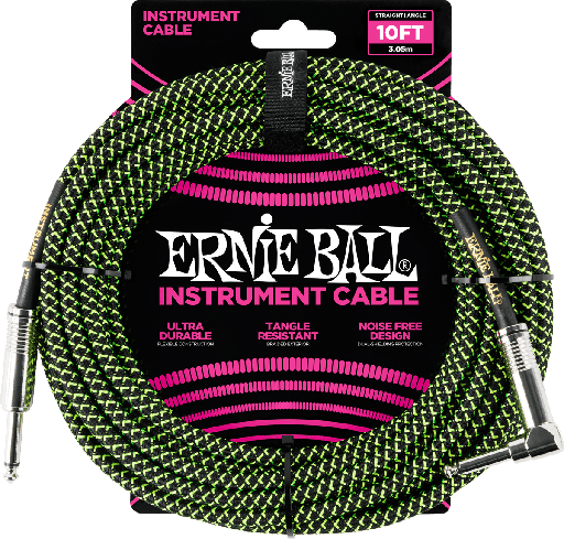 [EB6077] Ernie Ball 6077 Jack Mono Zwart/Groen 3m