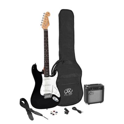 [SE1SK34-BK] SX elektrisch gitaarpakket, 3/4 mensuur, met versterker, tas, riem, tuner, kabel en 6 plectra, zwart  
