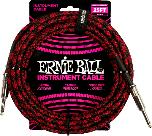 [EB 6398] Ernie Ball 6398 Jack Mono Zwart/Rood 7,6m