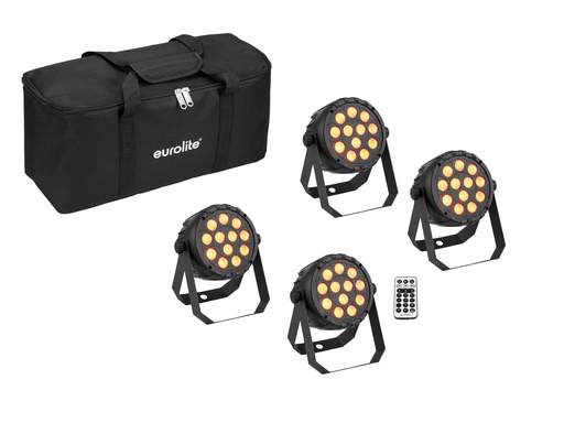 [42110204] EUROLITE Set 4x LED PARty Spot Silent RGB/WW with Soft Bag 
