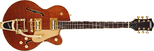[2509730523] Gretsch Electromatic LTD Flame Okoume Broadkaster Double-Cut With Bigsby Roundup Orange Stain