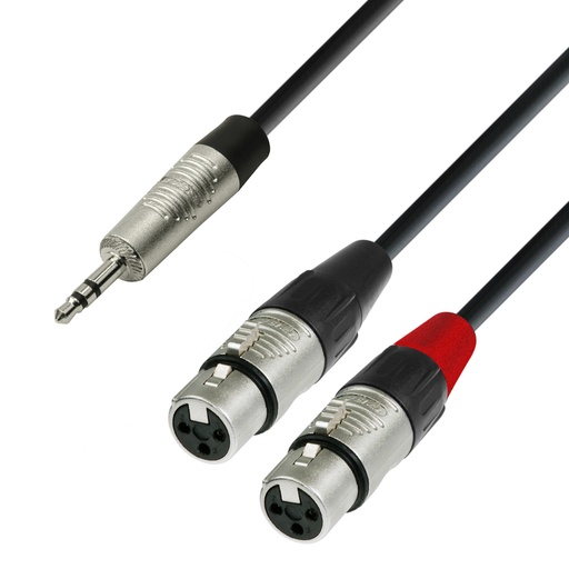 [K4YWFF0180] Adam Hall Y-Cable | Rean® 2 XLR Female x Minijack TRS | 1.8 m