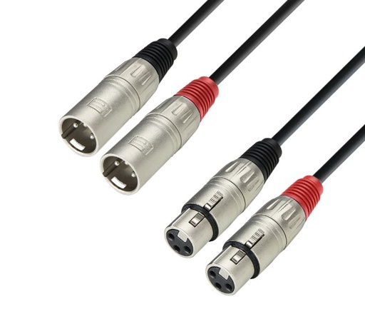 [K3TMF0600] Adam Hall K3TMF0600 Twin Cable 2 XLR Female - 2 XLR Male 6m