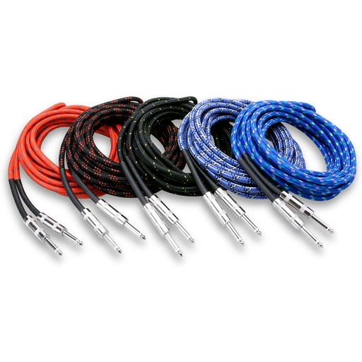 [3GT-PAK] Hosa 3GT-PAK Cloth Guitar Cable Hosa Straight To S 18FT 10PC