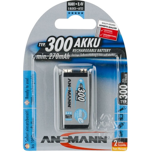 [ASP9V] Ansmann Premium 9V 300 mAh 1-pcs Blister