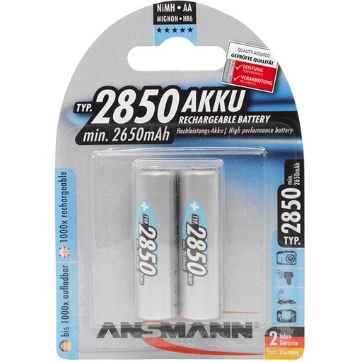 [ASPAA2850] Ansmann Premium AA 2850 mAh 2-pcs Blister