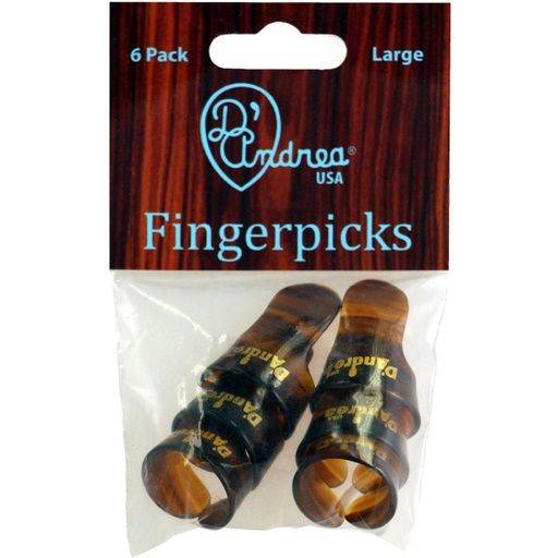 [R6374LGSHL] D'Andrea Large Finger Picks Shell - 6PC