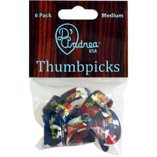 [R6371MDMLT] D'Andrea Medium Thumb Picks Multi - 6PC