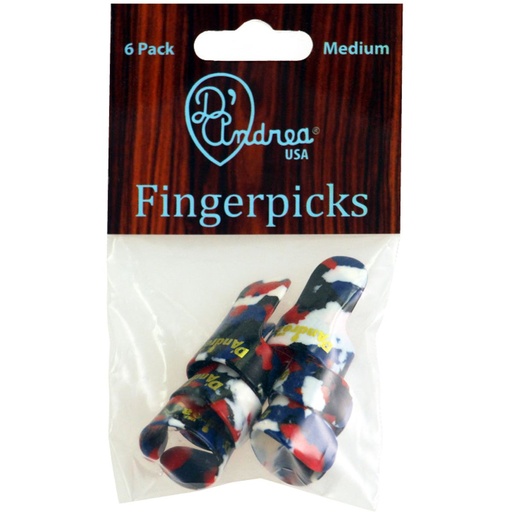 [R6374MDMLT] D'Andrea Medium Finger Picks Multi - 6PC