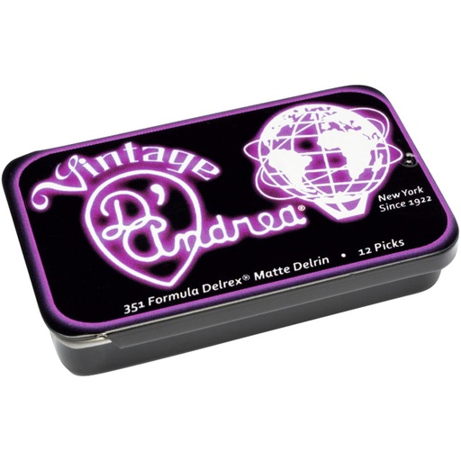 [TNDX114] D'Andrea 351 Purple Delrex Extra Heavy - 12PC Pick Tin