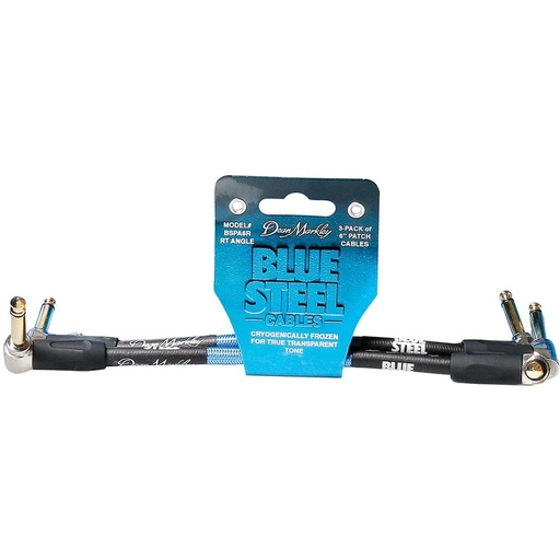 [DMBSPA6R] Dean Markley Blue Steel 6IN Patch Cable 14IN R Ang - 14IN R Ang 3pack