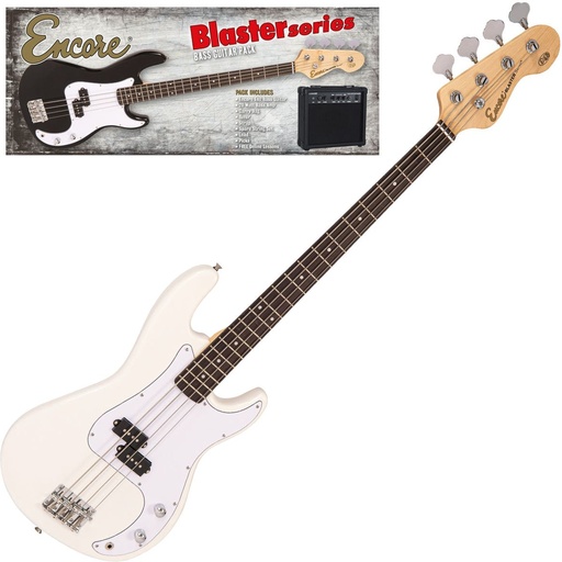 [EBP-E40VW] Encore E40 Blaster Bass Guitar Pack - Vintage White