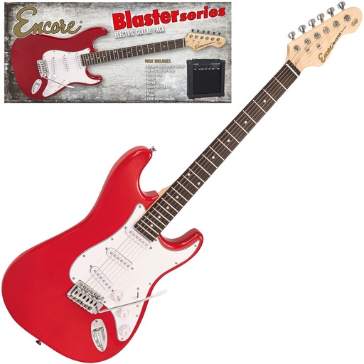 [EBP-E60RD] Encore E60 Blaster Electric Guitar Pack - Gloss Red