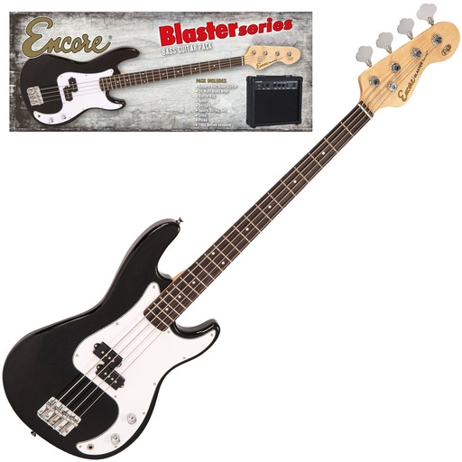 [EBP-E40BLK] Encore E40 Blaster Bass Guitar Pack - Gloss Black