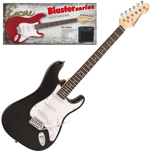 [EBP-E60BLK] Encore E60 Blaster Electric Guitar Pack - Gloss Black