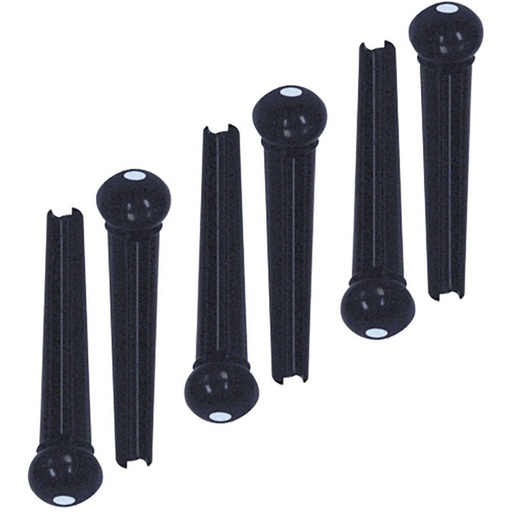 [GT607] Guitar Tech Bridge Pins-BLKWH-SET6-BP6BK