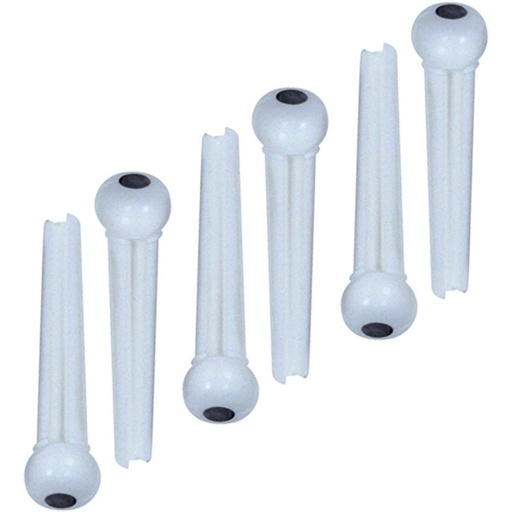 [GT608] Guitar Tech Bridge Pins-WHBLK-SET6-BP6WH