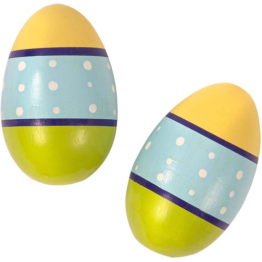 [PP8009] PP Early Years Wooden Egg Shakers - Yellowbluegreen - Pair